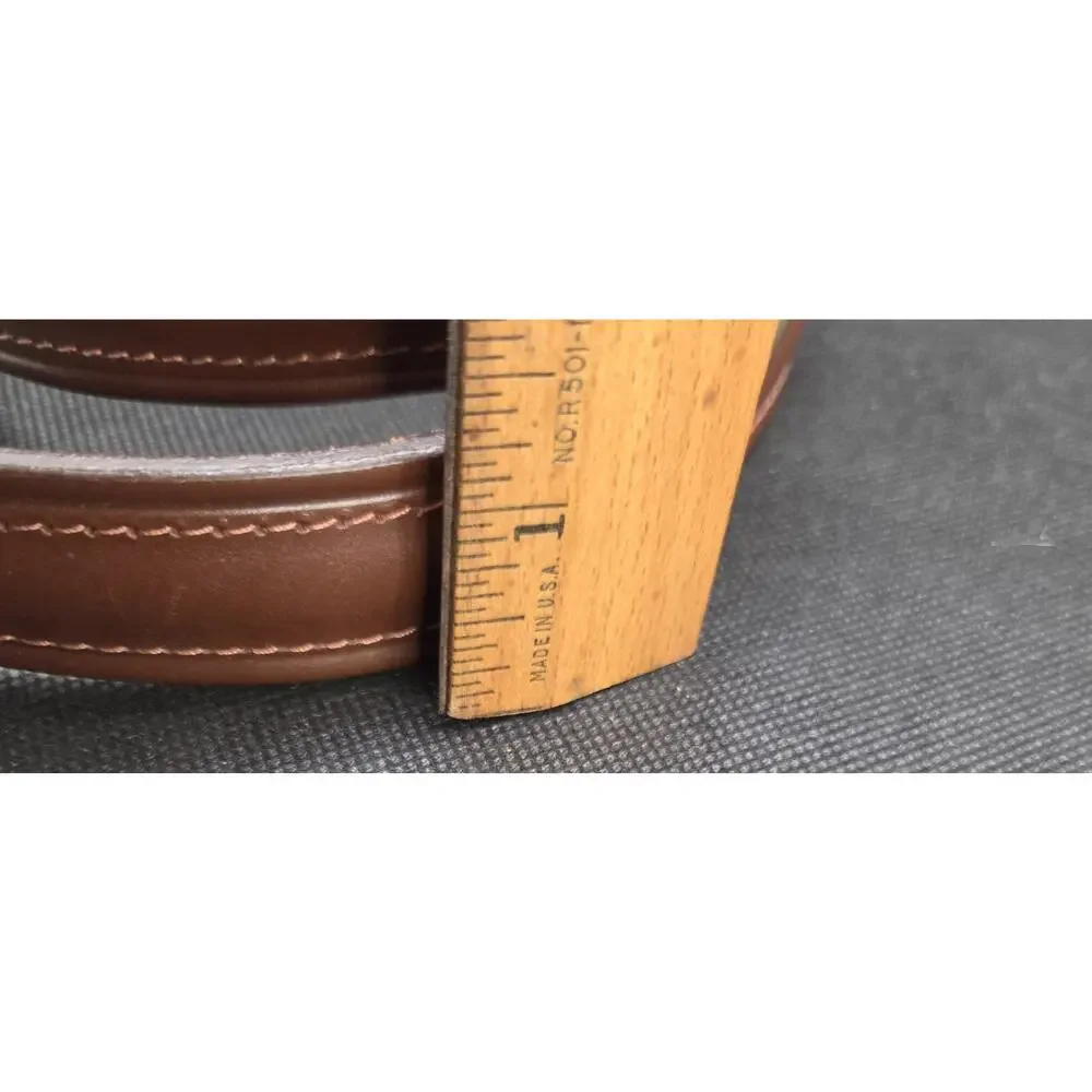 CHAPS Ralph Lauren Brown Leather Belt Gold Buckle Size 36 - 1.25 Inch Wide